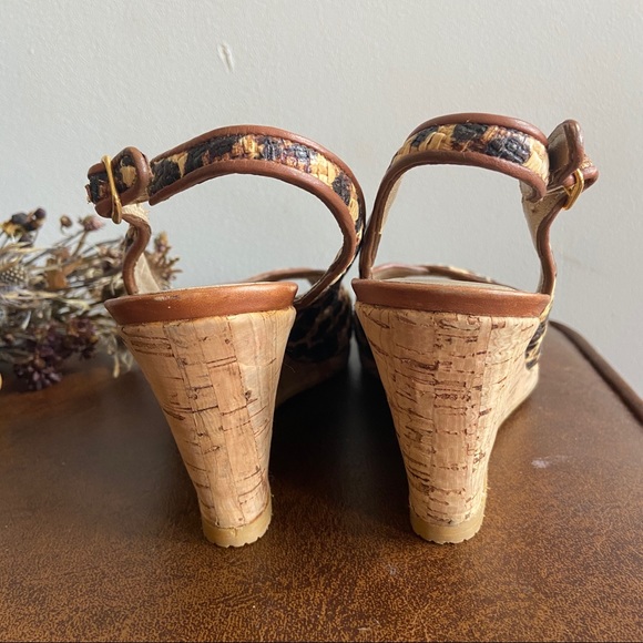 Stuart Weitzman • Leopard Print Raffia Wedges - Picture 4 of 8